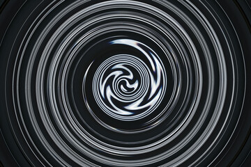 Espiral en blanco y negro tras la deformación de una imagen. Imagen artística, fondo colorido en espiral.