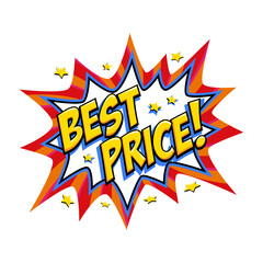 Best price Comic red sale bang balloon - Pop art style discount promotion banner.