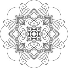 Easy Mandala coloring book simple and basic for beginners, seniors and children. Set of Mehndi flower pattern for Henna drawing and tattoo. Decoration in ethnic oriental, Indian style.