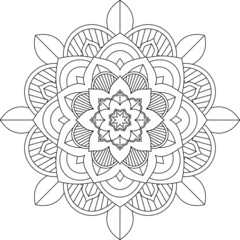 Easy Mandala coloring book simple and basic for beginners, seniors and children. Set of Mehndi flower pattern for Henna drawing and tattoo. Decoration in ethnic oriental, Indian style.