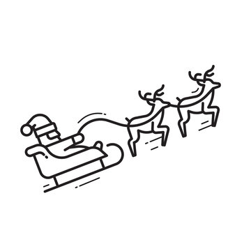 recommend clip art: Santa Claus on Sleigh with Deers Line Icon