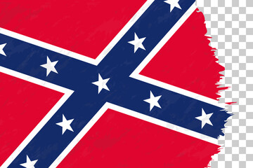 Horizontal Abstract Grunge Brushed Flag of Confederate on Transparent Grid.