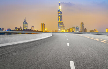 Fototapeta na wymiar Expressway background and city scenery in Nanjing, China