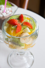 Colorful fruit salad bowl