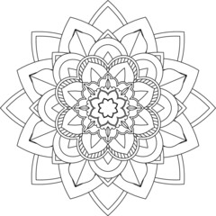 Easy Mandala coloring book simple and basic for beginners, seniors and children. Set of Mehndi flower pattern for Henna drawing and tattoo. Decoration in ethnic oriental, Indian style.