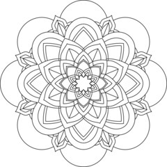Easy Mandala coloring book simple and basic for beginners, seniors and children. Set of Mehndi flower pattern for Henna drawing and tattoo. Decoration in ethnic oriental, Indian style.