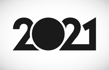 2021 A Happy New Year congrats concept. Classic logotype. Abstract isolated graphic design template. Digits in monochrome style. Vector mask idea with black and white colors. Creative decoration.