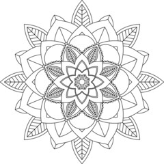 Easy Mandala coloring book simple and basic for beginners, seniors and children. Set of Mehndi flower pattern for Henna drawing and tattoo. Decoration in ethnic oriental, Indian style.