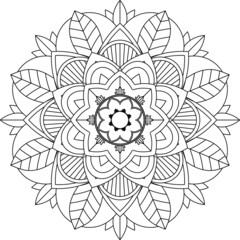 Easy Mandala coloring book simple and basic for beginners, seniors and children. Set of Mehndi flower pattern for Henna drawing and tattoo. Decoration in ethnic oriental, Indian style.