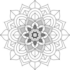 Easy Mandala coloring book simple and basic for beginners, seniors and children. Set of Mehndi flower pattern for Henna drawing and tattoo. Decoration in ethnic oriental, Indian style.