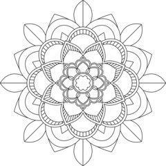 Easy Mandala coloring book simple and basic for beginners, seniors and children. Set of Mehndi flower pattern for Henna drawing and tattoo. Decoration in ethnic oriental, Indian style.