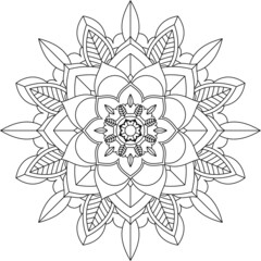 Easy Mandala coloring book simple and basic for beginners, seniors and children. Set of Mehndi flower pattern for Henna drawing and tattoo. Decoration in ethnic oriental, Indian style.