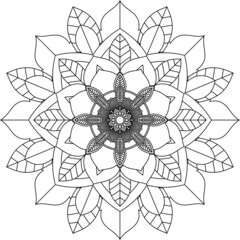Easy Mandala coloring book simple and basic for beginners, seniors and children. Set of Mehndi flower pattern for Henna drawing and tattoo. Decoration in ethnic oriental, Indian style.