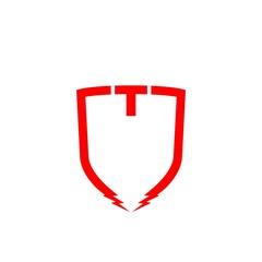 Modern T letter shield logo design isolated on white background