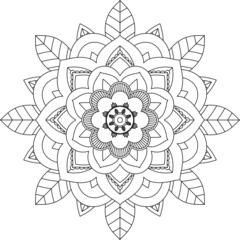 Easy Mandala coloring book simple and basic for beginners, seniors and children. Set of Mehndi flower pattern for Henna drawing and tattoo. Decoration in ethnic oriental, Indian style.