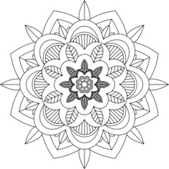 Easy Mandala coloring book simple and basic for beginners, seniors and children. Set of Mehndi flower pattern for Henna drawing and tattoo. Decoration in ethnic oriental, Indian style.