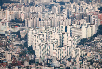 Fototapeta na wymiar Jam Packed Apartment in Seoul , South Korea
