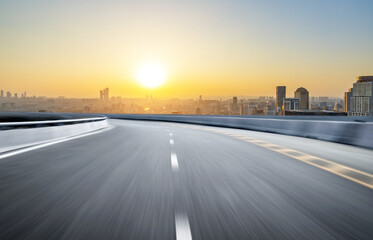 Expressway background and city scenery in Nanjing, China