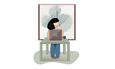 Woman working at home