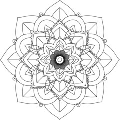 Easy Mandala coloring book simple and basic for beginners, seniors and children. Set of Mehndi flower pattern for Henna drawing and tattoo. Decoration in ethnic oriental, Indian style.