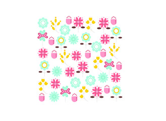 colored flowers, vector illustration on a white background
