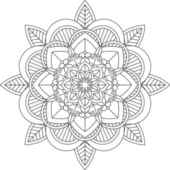 Easy Mandala coloring book simple and basic for beginners, seniors and children. Set of Mehndi flower pattern for Henna drawing and tattoo. Decoration in ethnic oriental, Indian style.