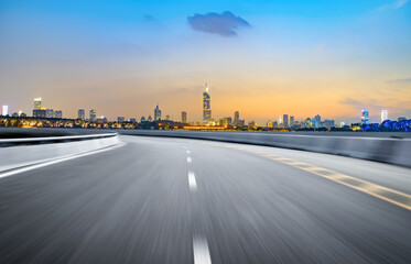 Expressway background and city scenery in Nanjing, China