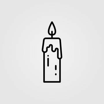 recommend clip art: Lit candle / candlestick line vector icon for app, website, and UI design.