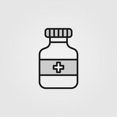 Obraz premium Medicine bottle icon in line design style. Pill bottle, drug container symbol for healthcare concept. Web site page, app, logo, UI design elements.