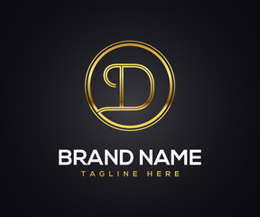 gold logo with initial letter D logo concept