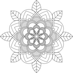Easy Mandala coloring book simple and basic for beginners, seniors and children. Set of Mehndi flower pattern for Henna drawing and tattoo. Decoration in ethnic oriental, Indian style.