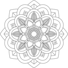 Easy Mandala coloring book simple and basic for beginners, seniors and children. Set of Mehndi flower pattern for Henna drawing and tattoo. Decoration in ethnic oriental, Indian style.