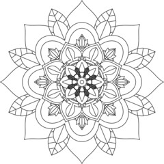 Easy Mandala coloring book simple and basic for beginners, seniors and children. Set of Mehndi flower pattern for Henna drawing and tattoo. Decoration in ethnic oriental, Indian style.