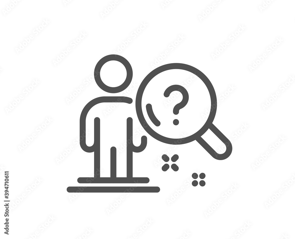 Poster search employee line icon. interview candidate sign. question mark symbol. quality design element. l