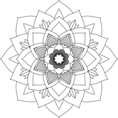 Easy Mandala coloring book simple and basic for beginners, seniors and children. Set of Mehndi flower pattern for Henna drawing and tattoo. Decoration in ethnic oriental, Indian style.
