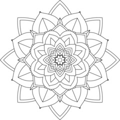 Easy Mandala coloring book simple and basic for beginners, seniors and children. Set of Mehndi flower pattern for Henna drawing and tattoo. Decoration in ethnic oriental, Indian style.