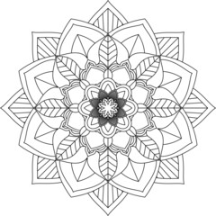 Easy Mandala coloring book simple and basic for beginners, seniors and children. Set of Mehndi flower pattern for Henna drawing and tattoo. Decoration in ethnic oriental, Indian style.