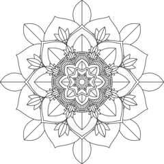 Easy Mandala coloring book simple and basic for beginners, seniors and children. Set of Mehndi flower pattern for Henna drawing and tattoo. Decoration in ethnic oriental, Indian style.