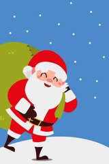 merry christmas santa claus carrying bag celebration decoration