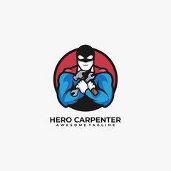 Hero carpenter illustration logo