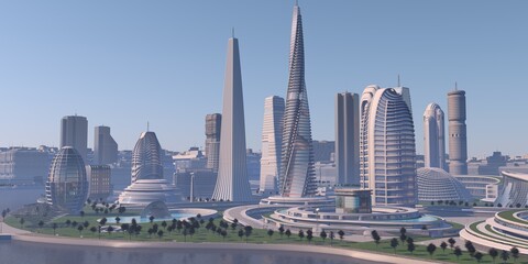 Fototapeta na wymiar futuristic metropolis financial center