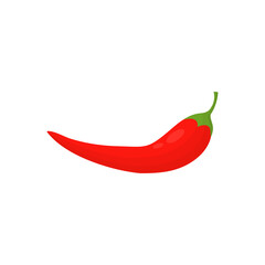 Red hot natural chili pepper. Healthy organic food. Vector illustration isolated on white.