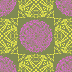 Indian Diwali seamless pattern. Background with paper graphic of indian ornament Rangoli