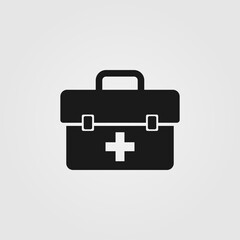 First aid kit icon isolated on white background. Emergency bag, medical bag symbol.