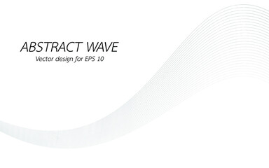Abstract wave for design. Curved wavy line frequency, smooth stripe, color tone white and black. Vector illustration. Background with copy space for display of content or websites and applications.