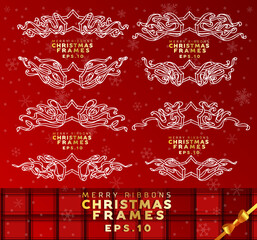 Christmas Vector Background and Christmas Ribbon Frames