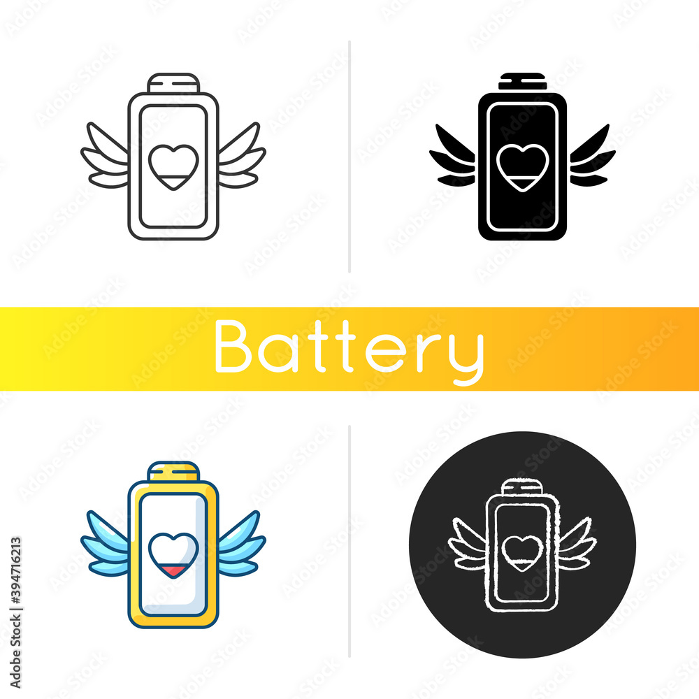 Aufkleber low battery level problem icon. modern devices working time issues. fixing charging process. small p
