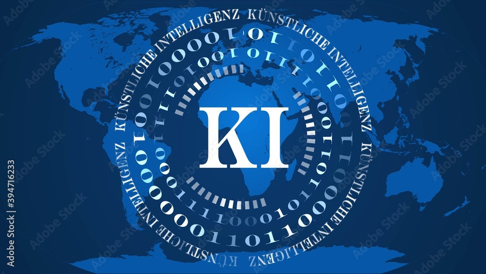 Poster ai - abstract artificial intelligence (in german ki - kuenstliche intelligenz) background - circles 