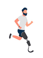 A man with a prosthetic leg is running. Vector.