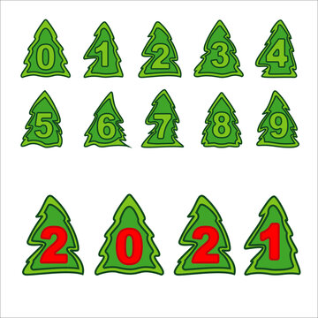 Vector image of Christmas trees as icons